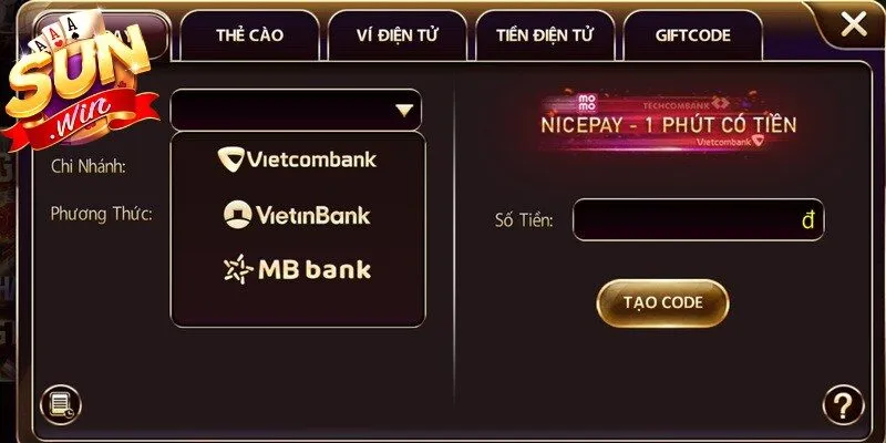 Hệ thống ngân hàng liên kết nạp tiền đa dạng, an toàn tuyệt đối