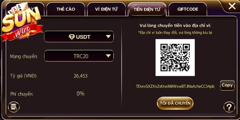 Nạp tiền Sunwin linh hoạt, thời gian phê duyệt trong 60 giây
