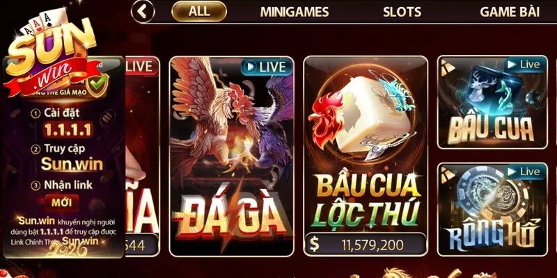 Giao diện hiện đại đón chờ game thủ sau khi thực hiện tải app Sunwin